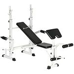 Soozier Adjustable Weight Bench with Squat Rack, Preacher Curl Pad, Leg Developer, Butterfly, and Weight Storage, Multi-Function Bench Press Set for Full Body Workout