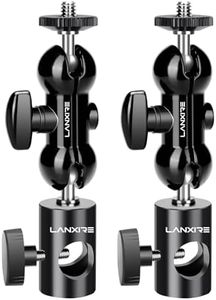 Lanxire Light Stand Mount Adapter (2 Packs) with Double Ball Head - Compatible with Ring Light - Fits Flat Head Light Stand - Max Load 4.4lb/2kg - 1/4" Screw Cool Ball Head