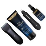 Menhood Up-Down Package 1.0 - Trimmer 1.0, The Nosar-Nose & Ear Hair Trimmer, The Baller (Balls Spray), Pre-Trim Gel | Skin Protection | Travel Essentials Gift For Him | Grooming Kit (Green Apple)