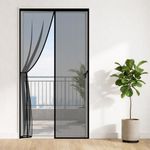 Classic Mosquito Net for Door Fiberglass Magnetic Curtain Auto Closing Insect Screen for All Door Types with Self Adhesive Hook Tape (210X100cms, Black)