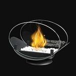 JHY DESIGN Oval Tabletop Fire Bowl with Two-sided Glass 24.5 cm High Portable Tabletop Fireplace–Clean-Burning Bio Ethanol Ventless Fireplace for Indoor Outdoor Patio Parties Events