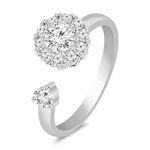 ZAVYA 925 Sterling Silver Cubic Zirconia CZ Circular Spin Ring for Women | Rhodium Plated, Adjustable | Gift for Women & Girls | With Certificate of Authenticity & 925 Hallmark