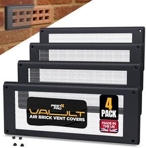 Pest-X Pro Vault Air Brick Covers 254mm x 102mm (4 Pack) - Rodent Control Vent Covers Exterior - Air Brick Pest Guard - Vent Cover for Walls Outside - Stops Mice and Pests - Grey