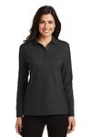 Port Authority Womens Long Sleeve Silk Touch Polo (L500LS) -Black -3XL