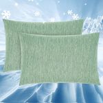 Topcee Cooling Pillow Cases, 2 Packs King Size Arc-Chill Q-Max>0.5 Ultra Soft Cool Pillowcases for Hair and Skin, Breathable Cold Pillow Case for Hot Sleepers & Night Sweats (Green 20x36)