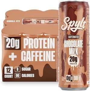 Spylt High Protein Chocolate Milk with 60mg Caffeine & 20g Protein - Ready to Drink, Sugar Free, Lactose Free Milk, Perfect for Workout Recovery & Afternoon Pick Me Up Protein Shake - 12 Count