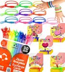 UpBrands 30 Valentine's Day Cards for Kids School & Fidget Zipper Bracelets Party Favors Toys, Bulk Valentine's Day Gifts for Kids, Classroom Valentine Exchange Gifts - Valentine's Student Incentives