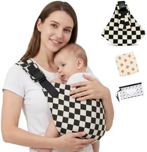 Baby Sling Carrier, Lightweight & Portable Adjustable Hip Seat, Ergonomic Hands-Free Side Carry for Infants & Toddlers 10-45 lbs(Chessboard)