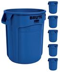 Rubbermaid Commercial Products Brute Heavy-Duty Trash/Garbage Can, 10-Gallon, Blue, Wastebasket for Home/Garage/Mall/Office/Stadium/Bathroom, Pack of 6