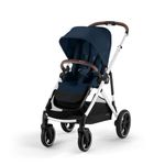 Cybex Gazelle S 2 Stroller – Modular Double Stroller for Infant and Toddler, Includes Detachable Shopping Basket, Over 20+ Configurations, Folds Flat for Easy Storage – Silver Frame with Ocean Blue Seat