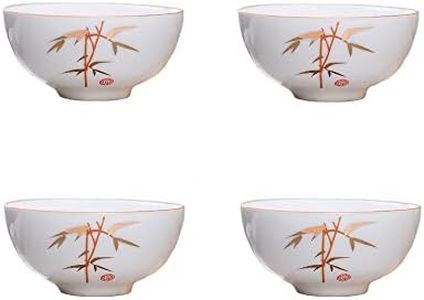 Chinese Tea Tasting Cup Set of 4, 2oz White Porcelain Mini Cups for Gongfu Tea Ceremony (bamboo)