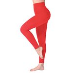 SINOPHANT High Waisted Leggings for Women, Buttery Soft Elastic Opaque Tummy Control Leggings, Plus Size Workout Gym Yoga(Red1,L-XL)