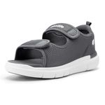 FitVille Men's Diabetic Sandals Extra Wide Edema Shoes with Adjustable Strap Wide Width Slippers for Swollen Feet(13 wide,Grey)