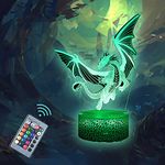 Dragon 3D Illusion LED Table Decor Lamp Night Light with Greeting Card, 16 Colors Change, Remote Control Bedroom Decorations Gifts for Fathers Day,Dad,Mothers,Girls,Men,Women,Kids,Boys,Teens