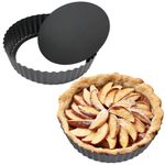 2PCS Pie Dish with Nonstick Coating, 9’’ Cake Tin with Removable Bottom, Fluted Round Tart Quiche Pie Pans, Carbon Steel Baking Pan Dish As Shown