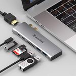 WAVLINK USB C Hub Adapter for MacBook Pro 2016-2020/Air 2018-2020, 7-in-2 Type C Hub Mini Docking Station with 4K HDMI, 2 USB 3.0, SD/TF Card Reader, Thunderbolt 3 100W PD Port