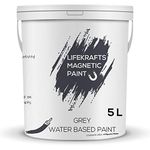 Lifekrafts Magnetic Water Based Wall Paint,Receptive Wall Paint (5 Liter, Grey Color) Attach:Child artwork, magnetic letters, posters, documents, reminders and post cards using magnets.