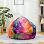 Hiseng Bean Bag Chair Adult Children, 3D Print Bean Bags Cover, Lazy Sofa No Filler, Washable Sofa Chair for Living Room, Study, Children's Room (Colourful Starry Sky,70x80cm)