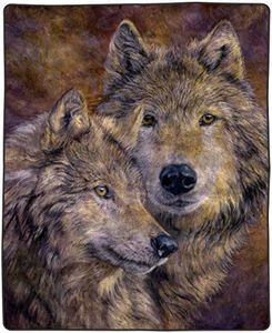 Lavish Home Wolf Blanket – 80x92-inch Printed Pair of Wolves Blanket - Plush Thick 8lb Faux Mink Queen Throw Blanket for Couch, Sofa, or Bed