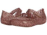 Melissa Mini Campana Papel Flats for Babies, Toddlers - Comfortable & Cute Close-Toe Jelly Flat Shoes with Mary-Jane Strap & Interwoven Cut-Out Design, Rose Glitter, 12 Little Kid