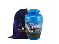 Funeral Urn by SOULURNS® - Cremation Urns for Human Ashes - Display Burial Urn at Home - Include Velvet Bag (Adult Urn, Flying Eagle)