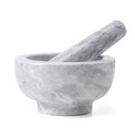 Zonte Pestle and Mortar Small Set - Natural Marble Stone, Spice & Herbs Grinder, Pill Crusher, 11.5 x 6.5.cm