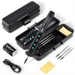 Serplex® 15W Handheld Soldering Iron Tool Kit with 3 Bits & Storage Box, USB Cordless Rechargeable Soldering Iron Pen 180-450° C Adjustable Welding Tool Kit for Electronics Repairing-Black