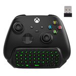 Moko Green Backlight Chatpad for Xbox One Controller, Xbox Series X/S, 2.4G Receiver Chatpad Wireless Message Keyboard Keypad with Headset/Audio Jack for Xbox One/One S/Elite/2 Controller, Black