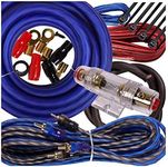 Gravity Complete 2600W 4 Gauge Amp Kit Amplifier Install Flexible Wiring Complete 4 Ga Installation Cables for Installer and DIY Hobbyist - Blue