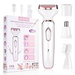 ACWOO Cordless 4 in 1 Electric Lady Shaver for Women, Rechargeable Painless Razor Bikini Trimmer Wet and Dry Hair Removal for Face Legs Underarm Nose and Eyebrow