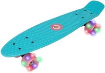 EVO 22' Light Up Penny Board | Skateboard For Beginners Or Pro's | Light Up Wheel Skateboard For Kids & Teenagers | Mini Cruiser Complete Board | Suitable For All Aged 3+ (Baby Blue)