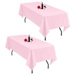 Lumaycens 2 Pack Pink Tablecloth 60x102Inch Table Cloths Rectangle Pink Table Cloth For 6 Foot Table Washable Polyester Farbic Tablecloths Rectangular for Wedding Party Banquet