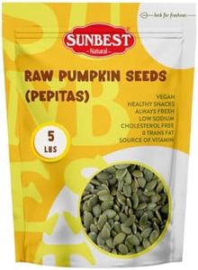 Sunbest Natural Raw Pumpkin Seeds – 5 lb Bulk Bag (80 oz) – Unsalted Pepitas, Nutrient-Rich & Ready to Eat – Vegan, Kosher – Great for Snacking, Cooking & Baking