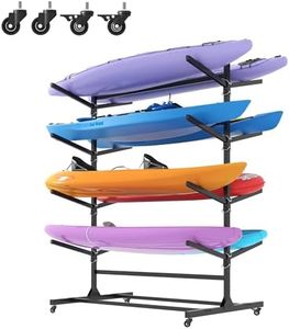 OPTYMIRA Freestanding Kayak Storage Rack for 8 Kayaks,Heavy Duty Kayak Holder with Wheels,Metal Kayak Stand Indoor Outdoor,Garage Storage Rack for Kayaks,Canoes,SUP,Paddle Board and Surfboards