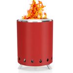 Smokeless Fire Pit, Stainless Steel Table Top Fire Pit, Outdoor Wood Burning Portable Fire Pit with Portable Storage Bag, Removable Ash Pan, Low Smoke Mini Fire Pit for Garden Bonfire Picnic-Red