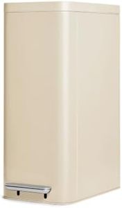 Caraway 45L Slim Step Trash Can - 13 Gallon Stainless Steel Trash Can with Quiet Close Lid and Fingerprint-Resistant Finish - Cream