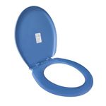 TAXAN Blue EWC Toilet Seat Cover (17 x 14.5 in) | Oval Shape, PVC Western Commode Seat with Lid | High Glossy Finish, Sleek Design, Non-Soft Closing Commode Seat Cover with Installation Kit