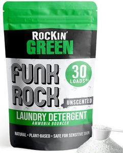 Rockin' Green Laundry Detergent, Plant based, All Natural Laundry Detergent Powder, Vegan and Biodegradable Odor Fighter, Safe for Sensitive Skin (Funk Rock Ammonia Bouncer 30 Loads - Unscented)