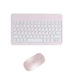 CHUYI Bluetooth Keyboard and Dual Mode Mouse Combo, Compact Ultra-Thin Sleek Design Wireless Rechargeable Keyboard and Mouse Set with 78 Round Keys for iPad Computer Tablet Laptop (10 inch - Pink)