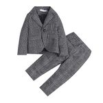 Hopscotch Boys Check Print BlazerPant Formal Set in Grey Color for Ages 18-24 Months