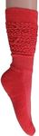 AWS/American Made Slouch Socks Cotton Scrunch Knee High Extra Long Heavy Socks (Hot Pink, 1)