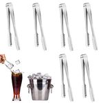 JEOPKO 6 Pcs Kitchen Tongs, Food Tongs Stainless Steel Tongs Mini Sweet Tongs Small Buffet Serving Tongs for Food Coffee Sweets Bread Cake Kitchen Party Bar Bucket(6 Inch)