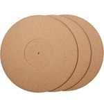 3 Pieces Cork Turntable Mats in 12 Inch x 3 mm Recessed Turntable Platter Cork Mat Cork Record Mats with High Fidelity for Vinyl LP Record Players Audiophile Reduce Noise