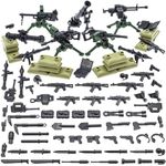 BrickBounty 106 pcs Weapons Toys Machine-Guns-Rifles Compatible with Major Brands Guns, Minifigures Militarybase-Toy-Soldiers-Sentry Post, WW2-Modern-SWAT-Battle-Ammo-sandbag- Army Supplies