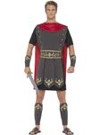 Smiffys Roman Gladiator Costume, Black with Tunic, Attached Cape, Arm Cuffs & Leg Cuffs, Legends & Myths Fancy Dress, Adult Dress Up Costumes