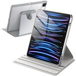 JETech Rotating Case for iPad Pro 12.9-Inch (2022/2021/2020/2018) with Pencil Holder, 360 Degree Rotation Protective Stand Cover Clear Back, Auto Wake/Sleep (Silver)