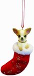 Chihuahua Christmas Stocking Ornament with Santa's Little Pals Hand Painted and Stitched Detail