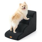 Gardner Pet Dog Steps for Bed, 4-Steps High Density Foam Dog Ramp for Sofa, Water Resistant Pet Stairs with Non Slip Bottom, Suitable for Puppy, Small Animals, Black Grey