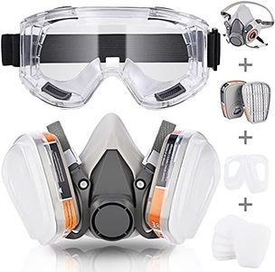 Faburo Respirator Mask, Dust Gas Mask with Filter, Paint Mask, Chemical Mask for Dust, Organic Vapors, Chemicals Protection with Safety Goggles