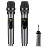 LEKATO 2.4GHz Wireless Microphones, Wireless Singing Microphone,Rechargeable Dual Metal Cordless Handheld Mic Up to 30 Hours Runtime Karaoke Mic Set for Singing Speech Church Party Home KTV DJ Wedding